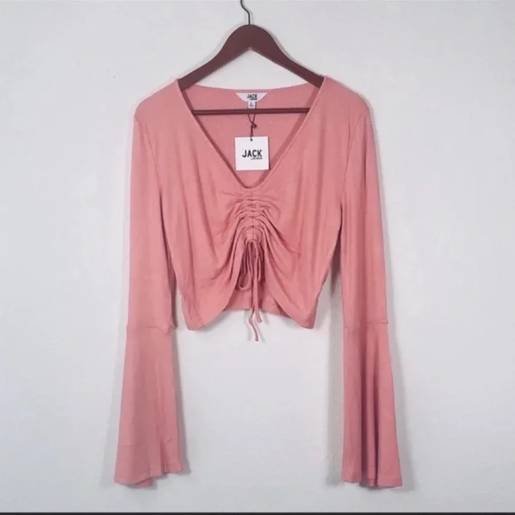 Jack BB Dakota Leia Rosetta pink bell sleeve top - Picture 6 of 8